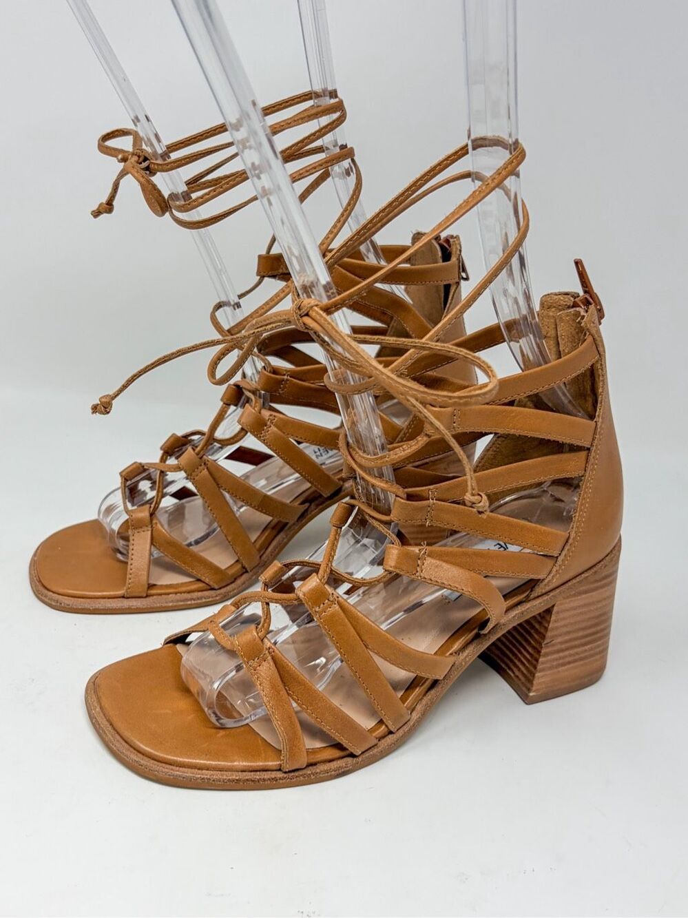 NWOT Steve Madden Women's Cherri 30 Strappy Gladiator Sandals Tan Leather 6.5M - Picture 1 of 10